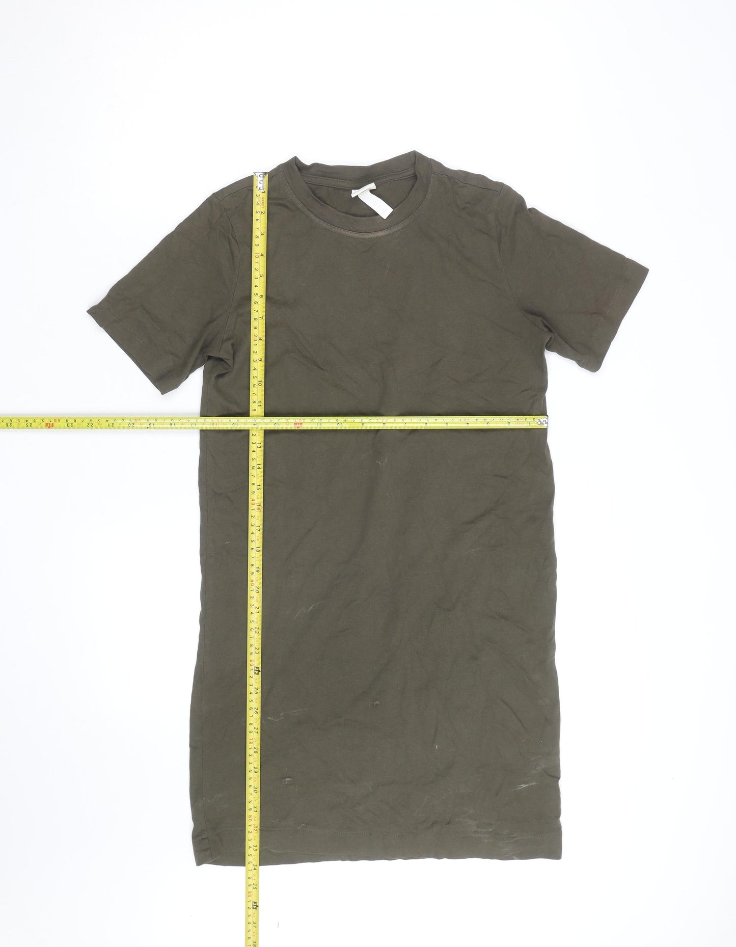H&M Women Green T-Shirt Dress Size 10 Cotton Elastane Casual