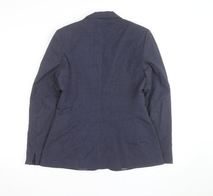 Next Women Blue Wool Blend Blazer Jacket Size 12 Workwear