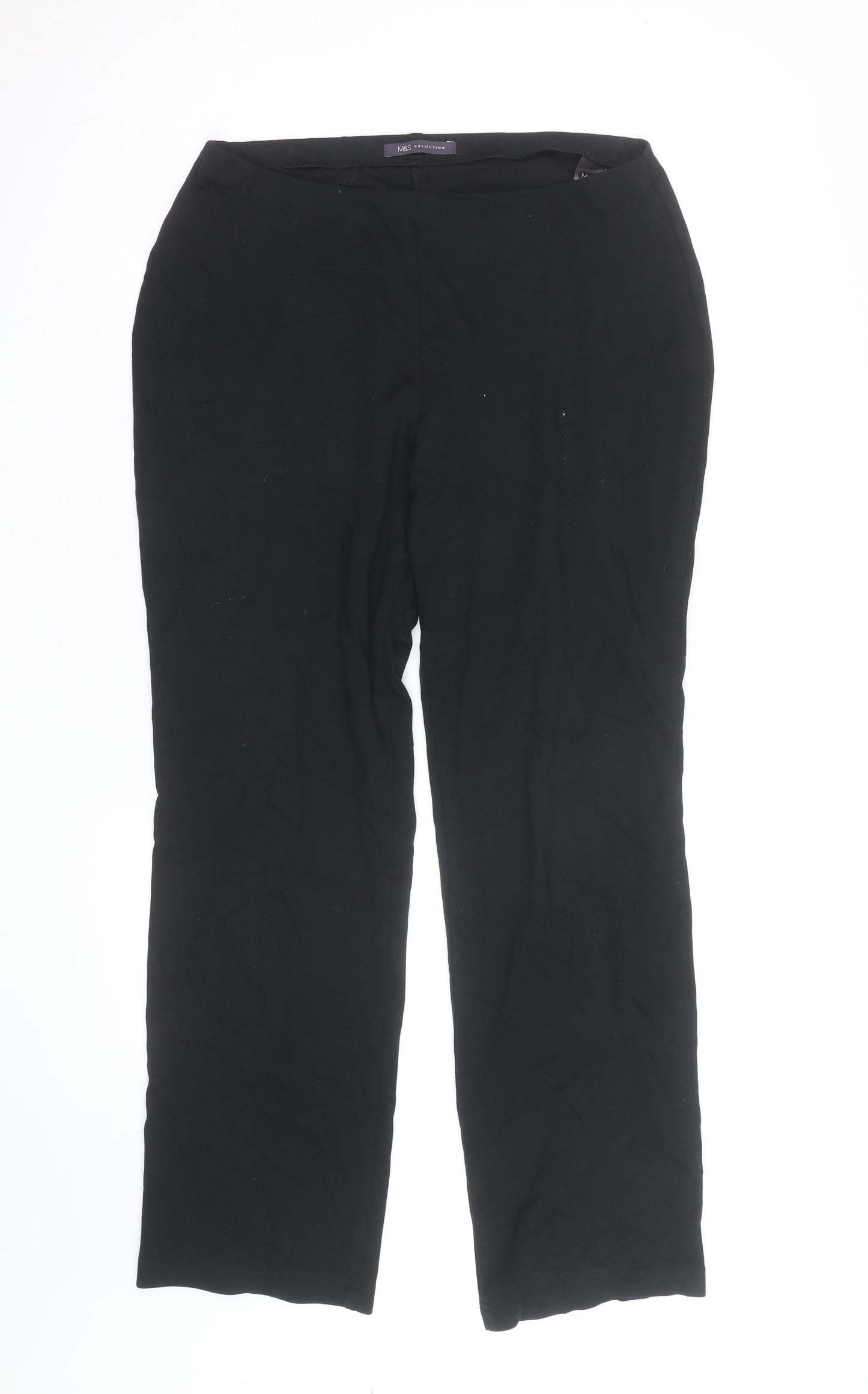 Marks and Spencer Womens Black Size 12 Stretch Jersey Straight Trousers