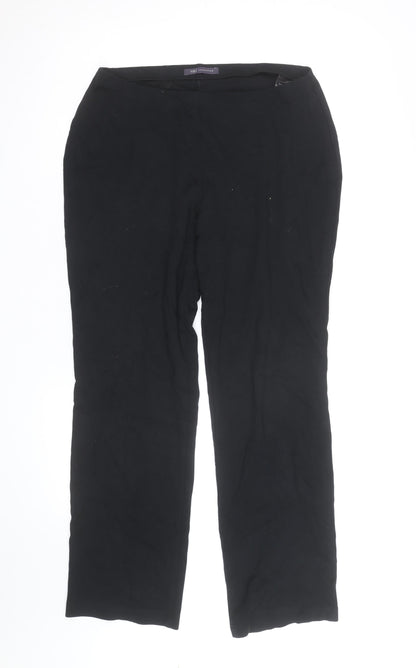 Marks and Spencer Womens Black Size 12 Stretch Jersey Straight Trousers