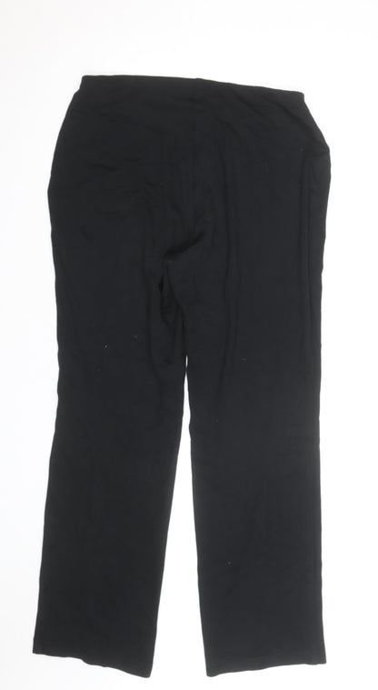 Marks and Spencer Womens Black Size 12 Stretch Jersey Straight Trousers