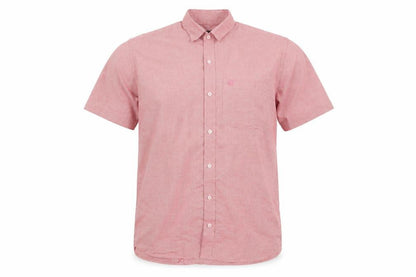 Royal Challenge Men's Red Check Short Sleeve Cotton Button-Up Shirt Size 42
