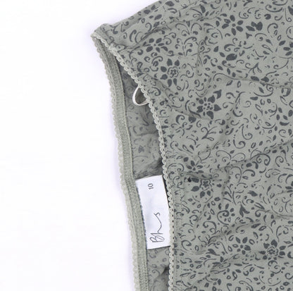 BHS Women’s Green Floral A-Line Knee Length Skirt Size 10
