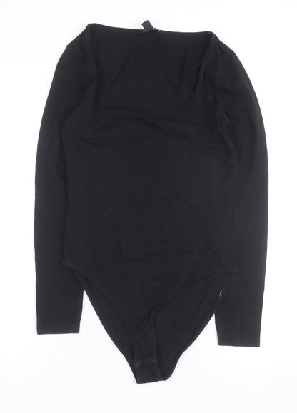 New Look Women’s Black Long Sleeve Square Neck Bodysuit Size 12