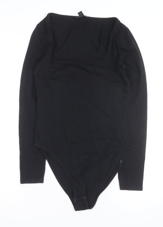 New Look Women’s Black Long Sleeve Square Neck Bodysuit Size 12