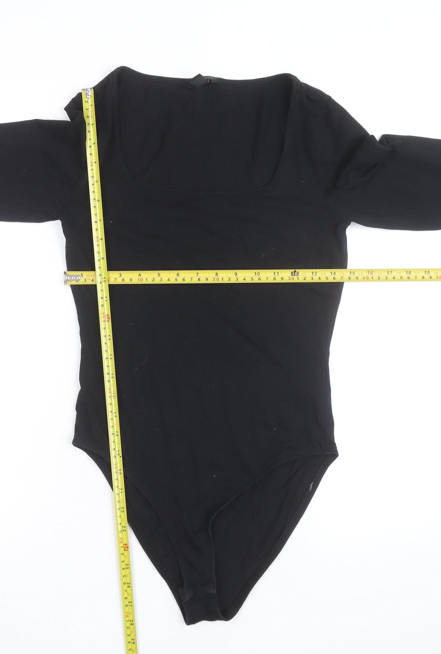 New Look Women’s Black Long Sleeve Square Neck Bodysuit Size 12