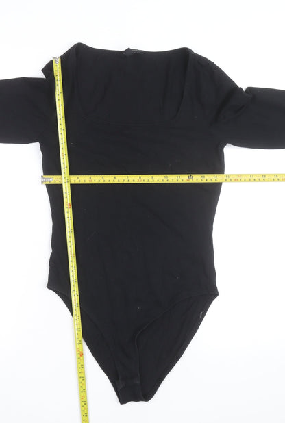 New Look Women’s Black Long Sleeve Square Neck Bodysuit Size 12