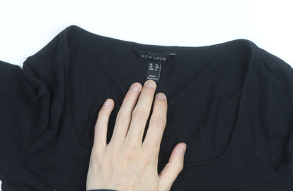 New Look Women’s Black Long Sleeve Square Neck Bodysuit Size 12
