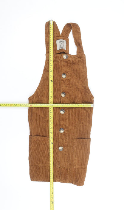 Denim Co Women Brown Corduroy Button Dungaree Dress Size 8