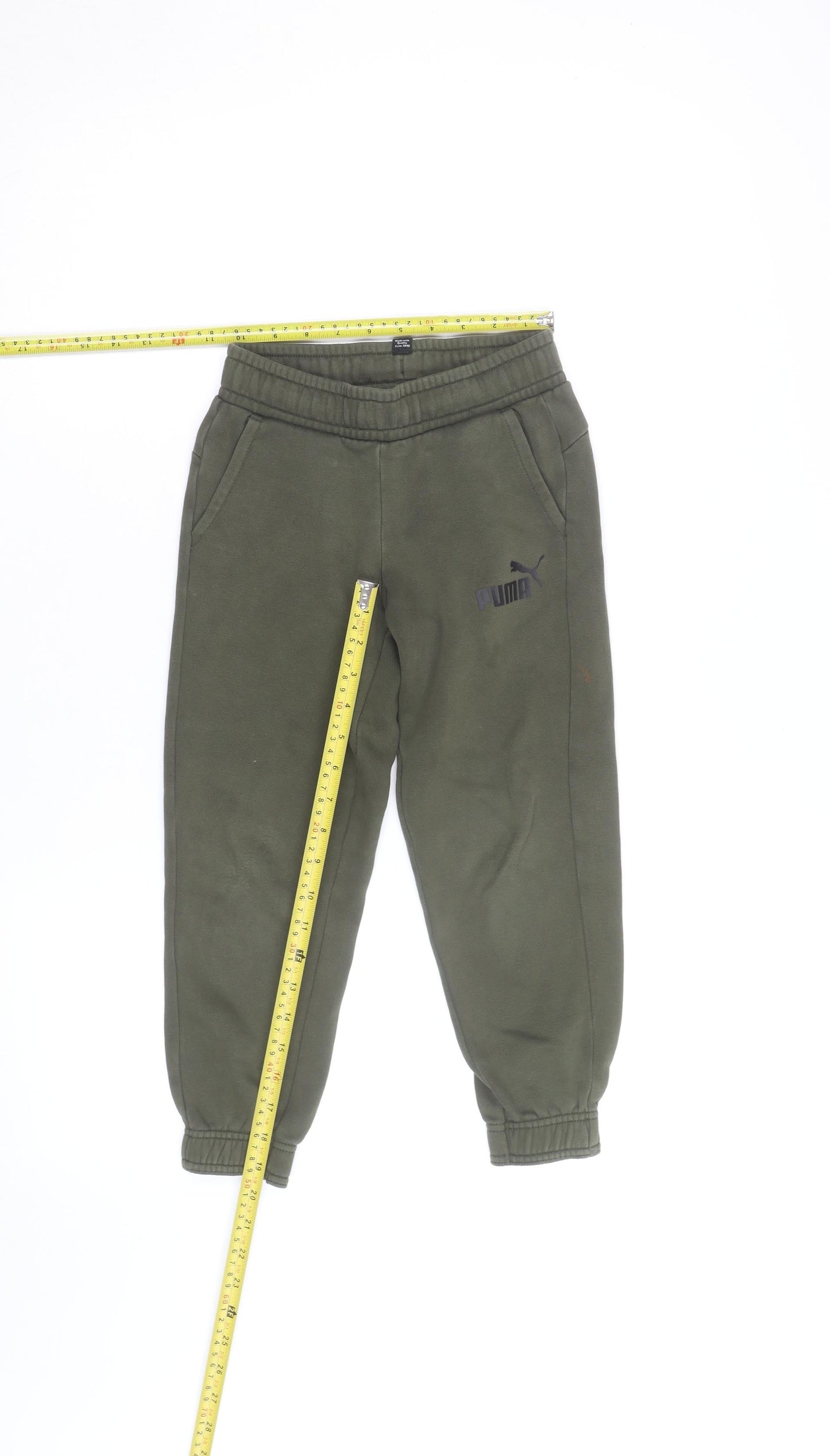 Puma Boys Green Jogger Sweatpants Size 5-6 Years Fleece Activewear