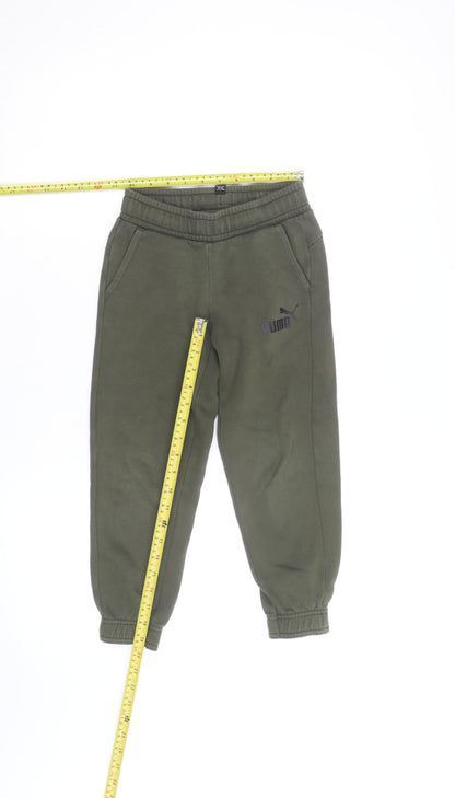 Puma Boys Green Jogger Sweatpants Size 5-6 Years Fleece Activewear