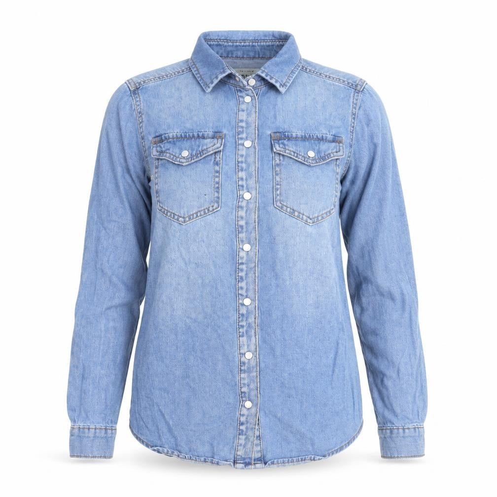 New Look Women Blue Denim Basic Jacket Size 6 Cotton Casual