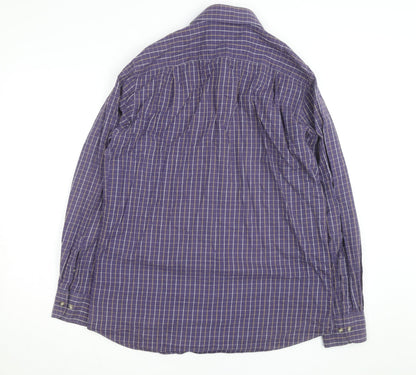 Marks and Spencer Men’s Purple Check Cotton Twill Long Sleeve Shirt 15.5