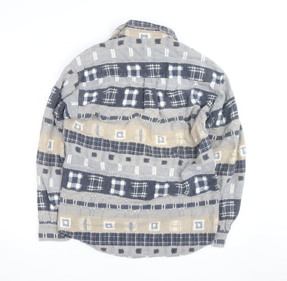 Marks and Spencer Men's Beige Check Flannel Cotton Long Sleeve Shirt S