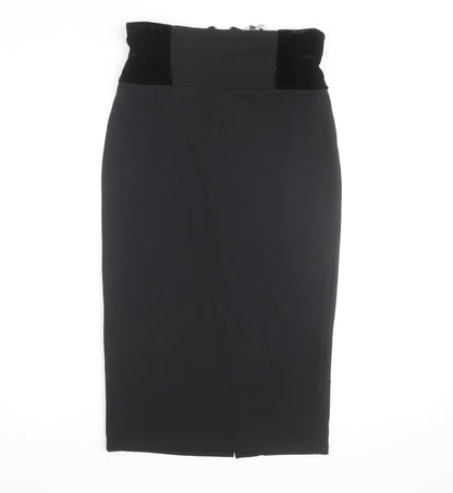 Kelly Brook Women’s Black Velvet Waist Midi Pencil Skirt Size 10