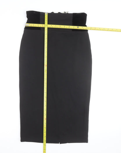 Kelly Brook Women’s Black Velvet Waist Midi Pencil Skirt Size 10