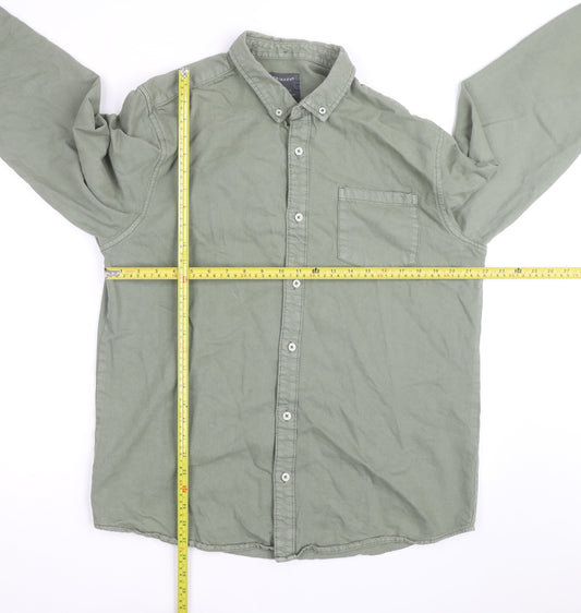 Primark Men's Green XL Regular Fit Cotton Button-Up Shirt