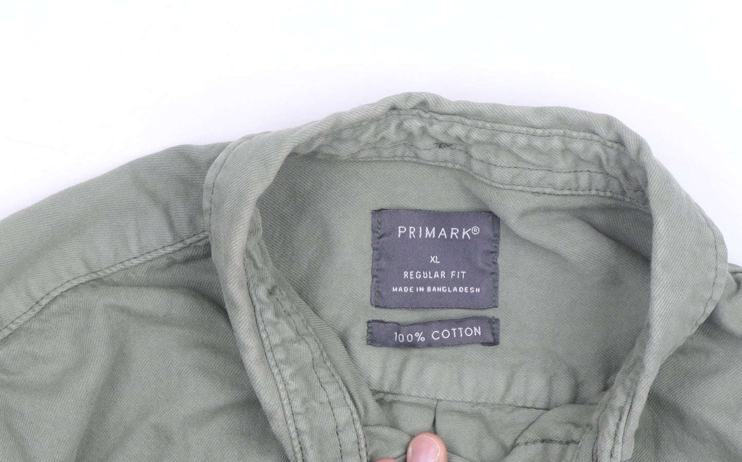 Primark Men's Green XL Regular Fit Cotton Button-Up Shirt
