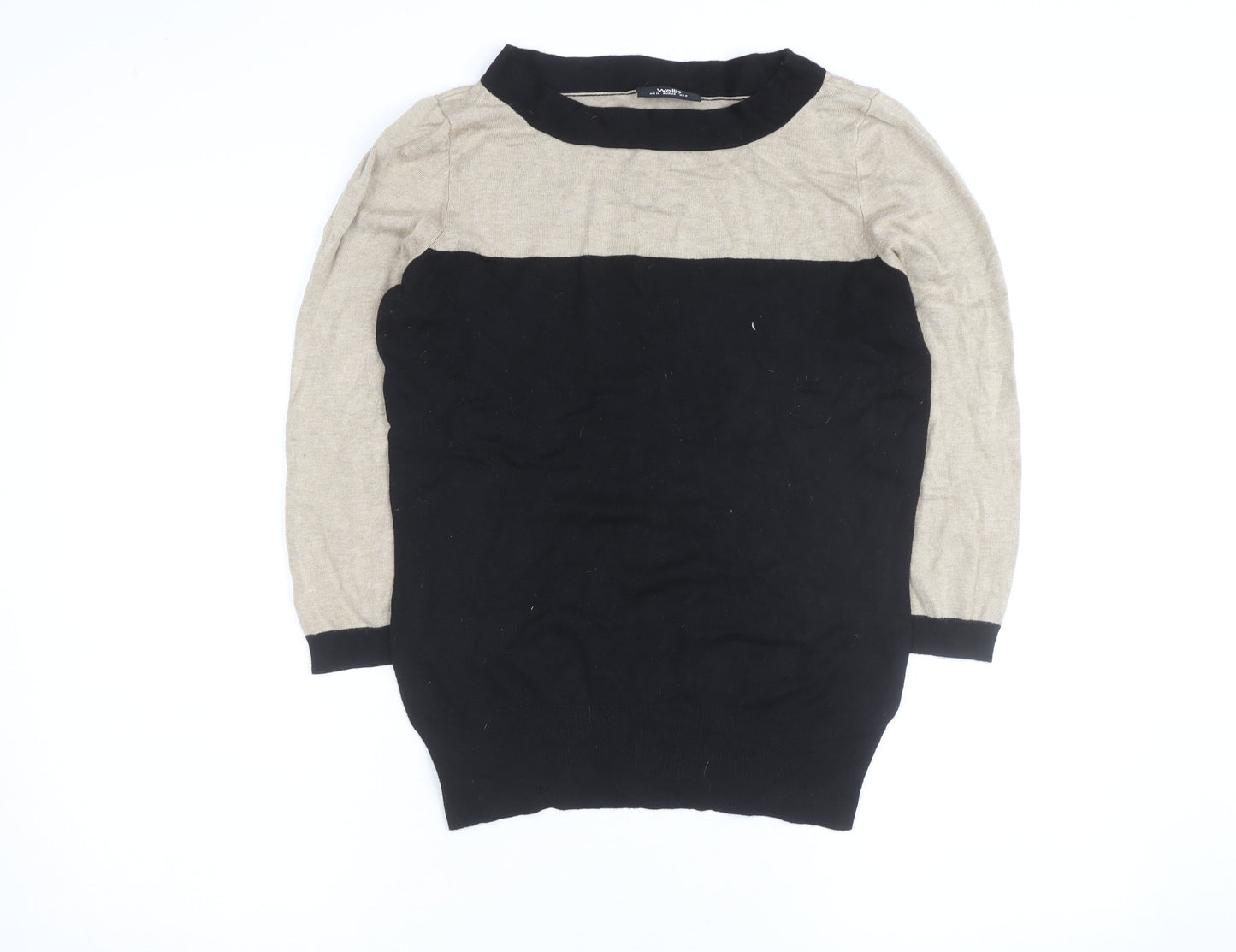 Wallis Women’s Beige and Black Crew Neck Knit Jumper Size 12