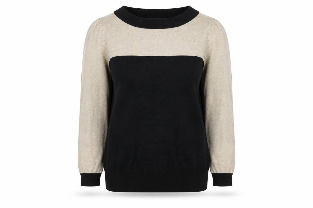 Wallis Women’s Beige and Black Crew Neck Knit Jumper Size 12