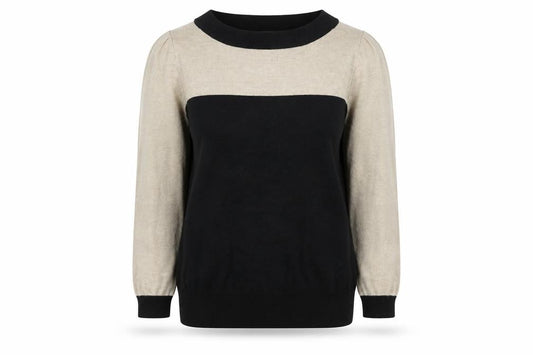 Wallis Women’s Beige and Black Crew Neck Knit Jumper Size 12