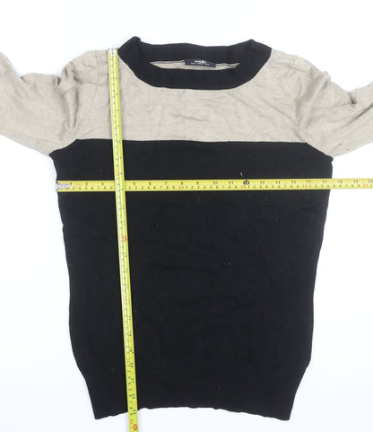 Wallis Women’s Beige and Black Crew Neck Knit Jumper Size 12