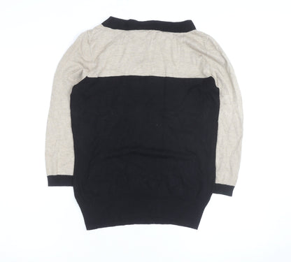 Wallis Women’s Beige and Black Crew Neck Knit Jumper Size 12