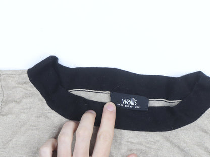 Wallis Women’s Beige and Black Crew Neck Knit Jumper Size 12