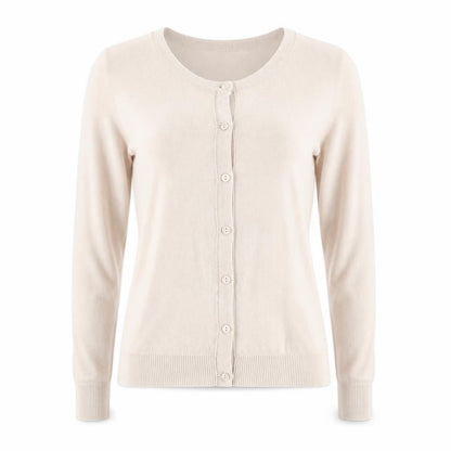 H&M Women’s Beige Cotton Knit Cardigan XS Lightweight Crew Neck
