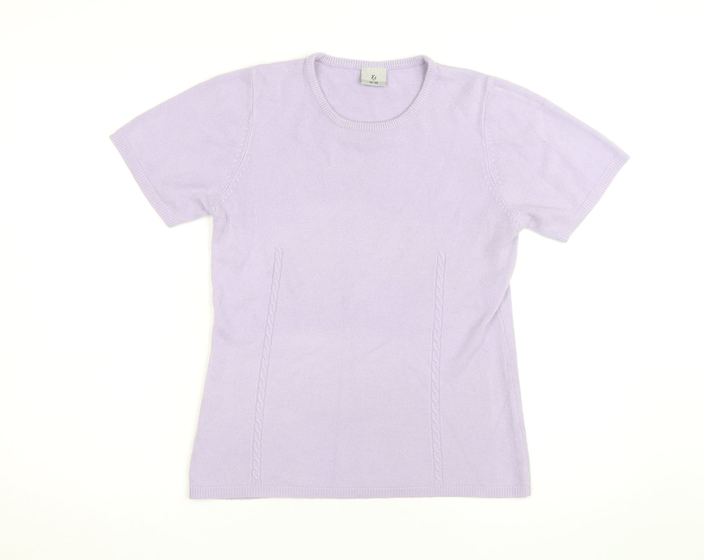 Xe Women's Purple 100% Cashmere Short Sleeve Pullover Jumper Size 10-12