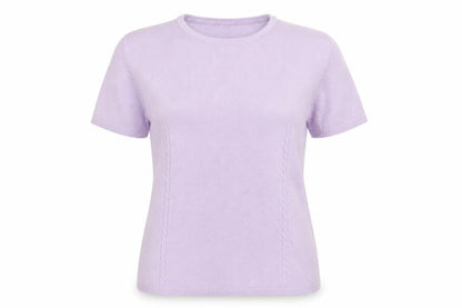Xe Women's Purple 100% Cashmere Short Sleeve Pullover Jumper Size 10-12