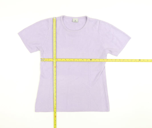 Xe Women's Purple 100% Cashmere Short Sleeve Pullover Jumper Size 10-12