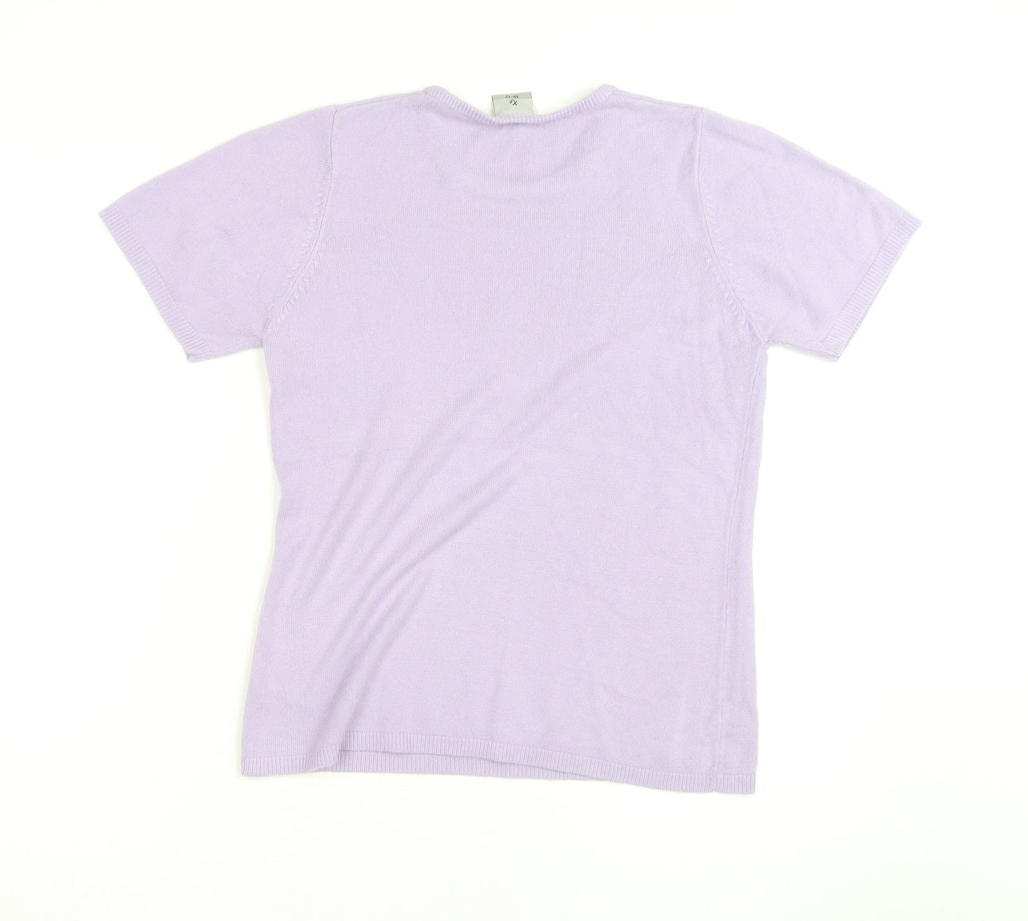 Xe Women's Purple 100% Cashmere Short Sleeve Pullover Jumper Size 10-12