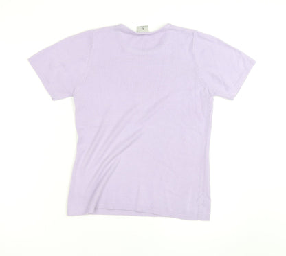 Xe Women's Purple 100% Cashmere Short Sleeve Pullover Jumper Size 10-12