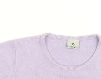 Xe Women's Purple 100% Cashmere Short Sleeve Pullover Jumper Size 10-12