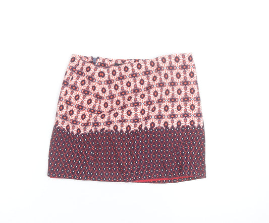 Topshop Women’s Red Floral Tweed Mini Skirt Size 8 Retro Style