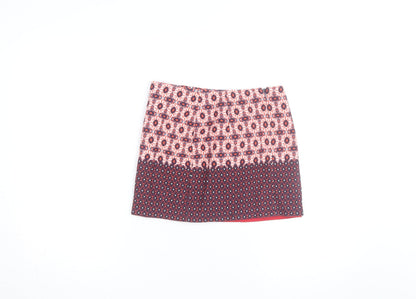 Topshop Women’s Red Floral Tweed Mini Skirt Size 8 Retro Style