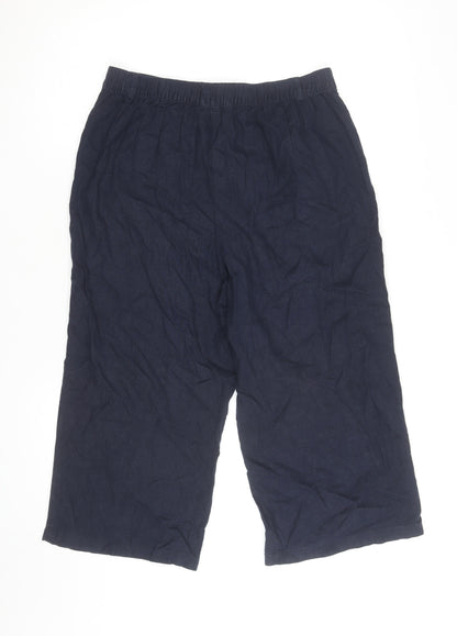 Marks and Spencer Women Navy Cropped Linen Trousers Size 12