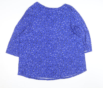 Evans Women's Blue Polka Dot V-Neck 3/4 Sleeve Jersey Top Size 20
