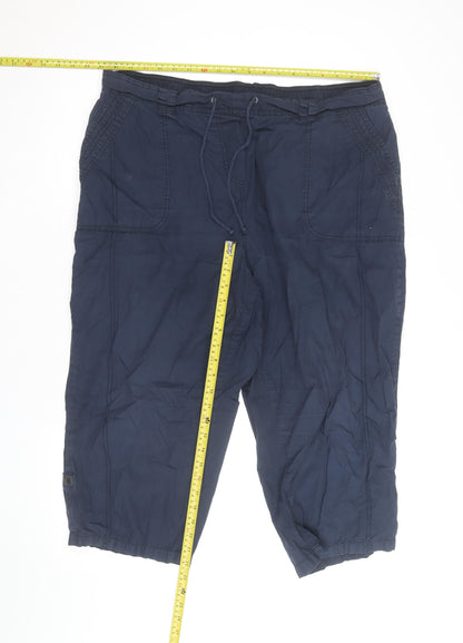Papaya Women's Blue Cotton Blend Capri Trousers Size 22