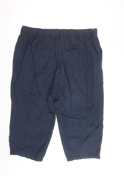 Papaya Women's Blue Cotton Blend Capri Trousers Size 22
