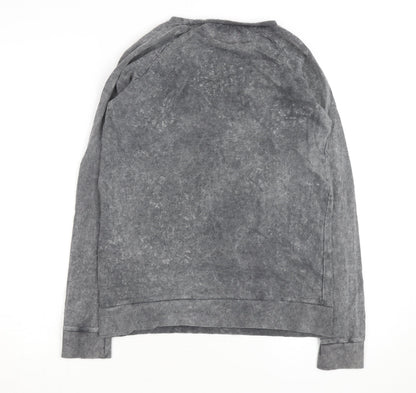 Boohoo Womens Grey Skull Floral Graphic Pullover Sweatshirt UK 10