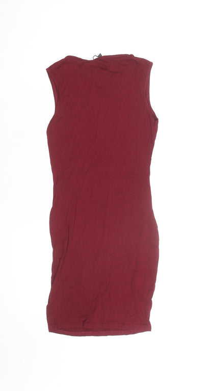 Boohoo Women Petite Red Sleeveless Bodycon Short Dress XS