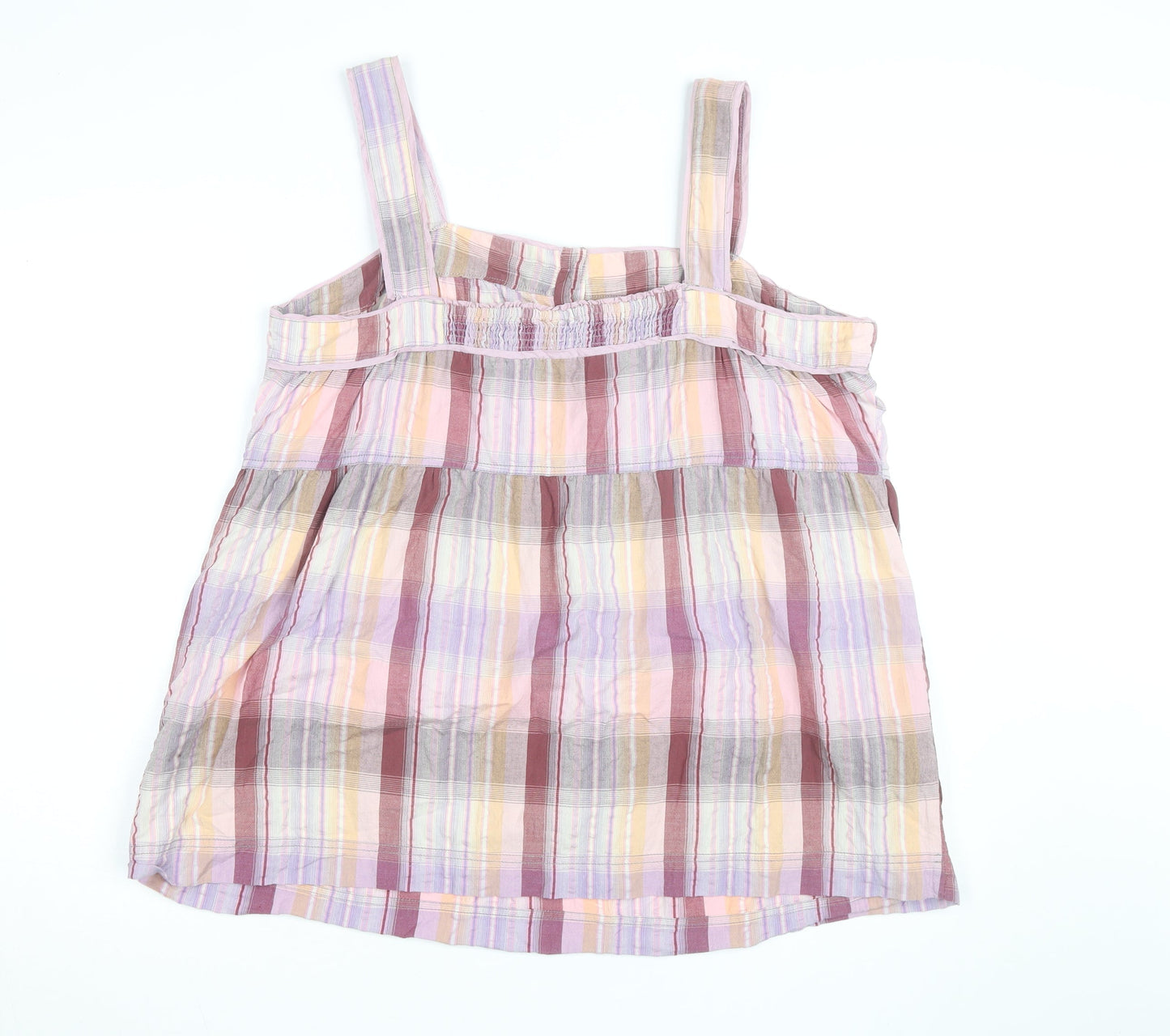 Next Women’s Multicoloured Check Cotton Tunic Tank Top Size 22