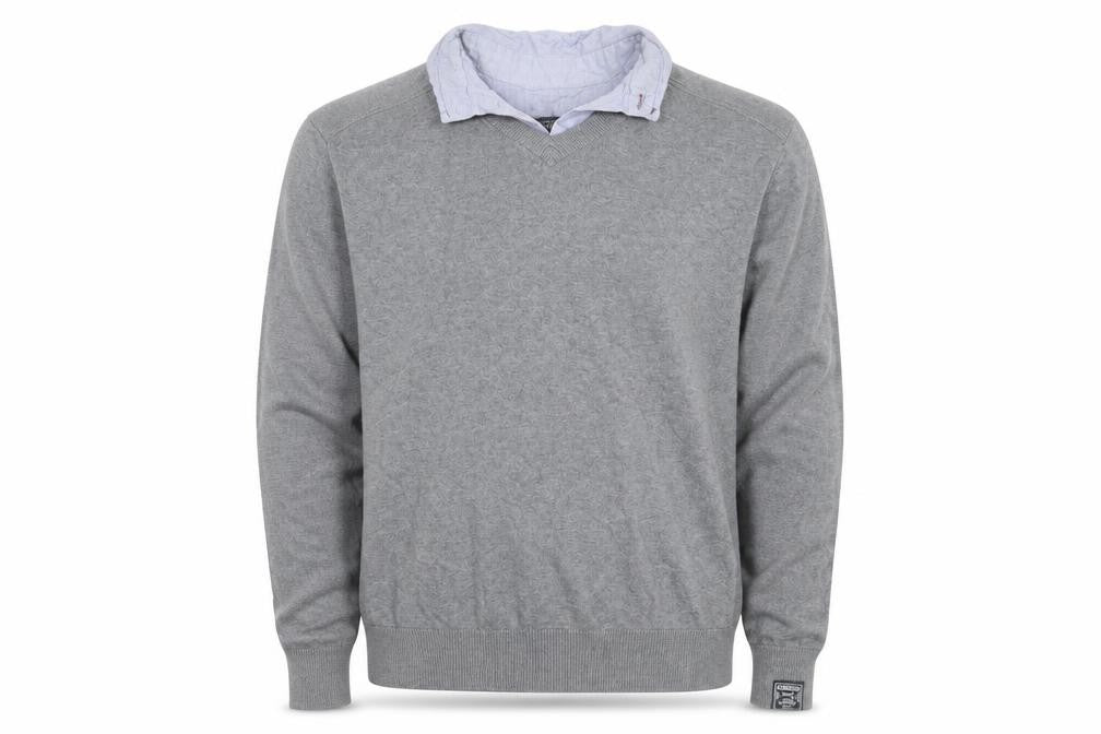 Kensington Eastside Men's Grey 2XL V-Neck Cotton Jumper