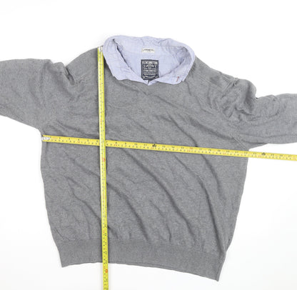 Kensington Eastside Men's Grey 2XL V-Neck Cotton Jumper