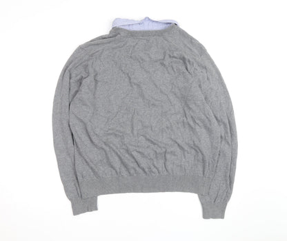 Kensington Eastside Men's Grey 2XL V-Neck Cotton Jumper