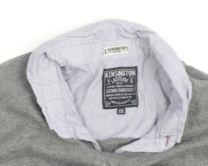 Kensington Eastside Men's Grey 2XL V-Neck Cotton Jumper