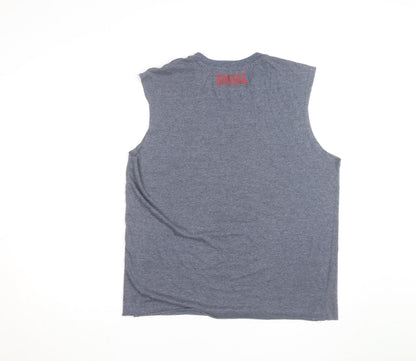 Lonsdale Men Blue Sleeveless Boxing Graphic T-Shirt Size L