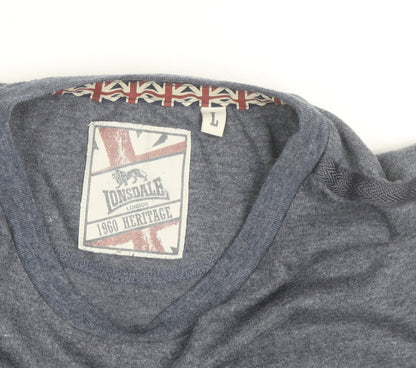 Lonsdale Men Blue Sleeveless Boxing Graphic T-Shirt Size L